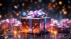 christmas neon background with gift МАРАФОН. Предновогодний мито-детокс «Cделай апгрейд клеток через мито-детокс!»